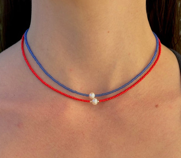 Small Bead & Freshwater Pearl Choker ~ Clarity