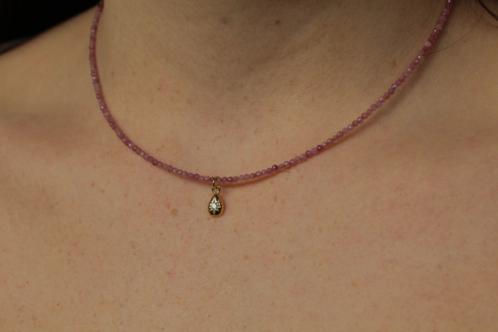 Pink Tourmaline & Starburst Teardrop ~ Self Love