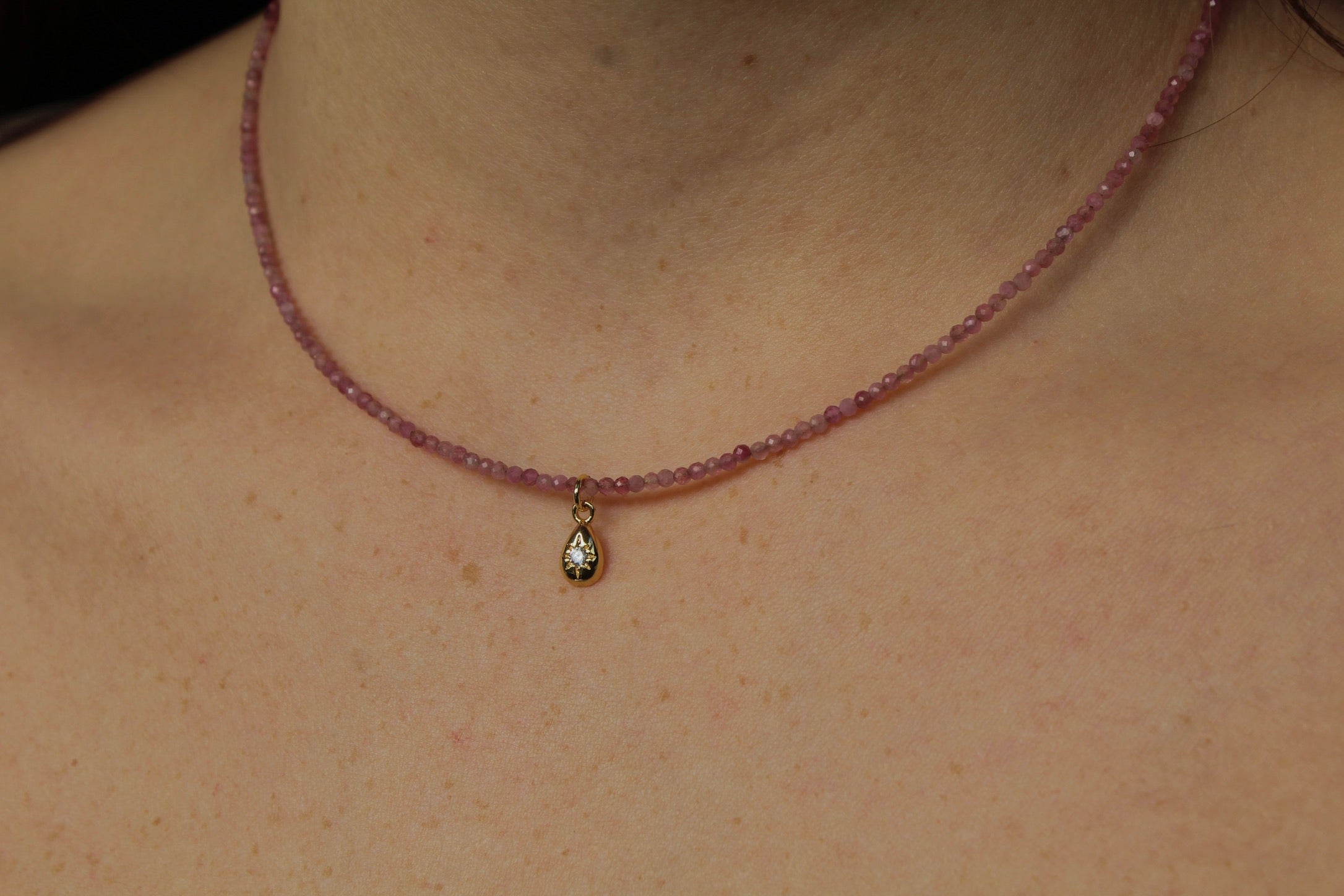 Pink Tourmaline & Starburst Teardrop ~ Self Love