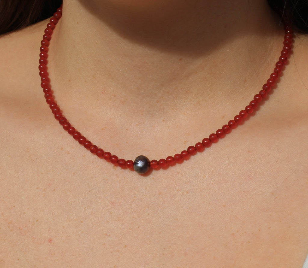 Carnelian & Black Pearl ~ Courage