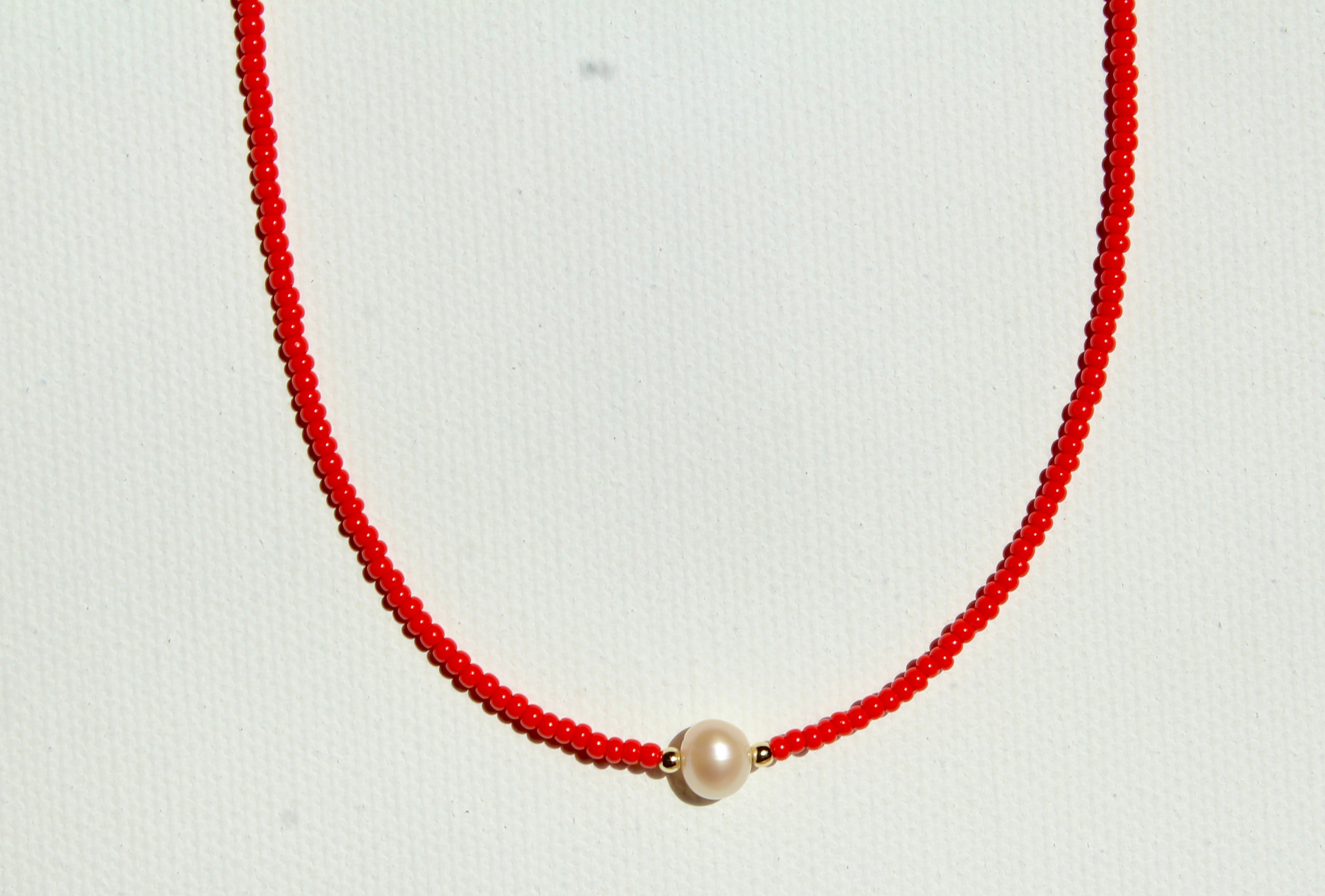 Small Bead & Freshwater Pearl Choker ~ Clarity