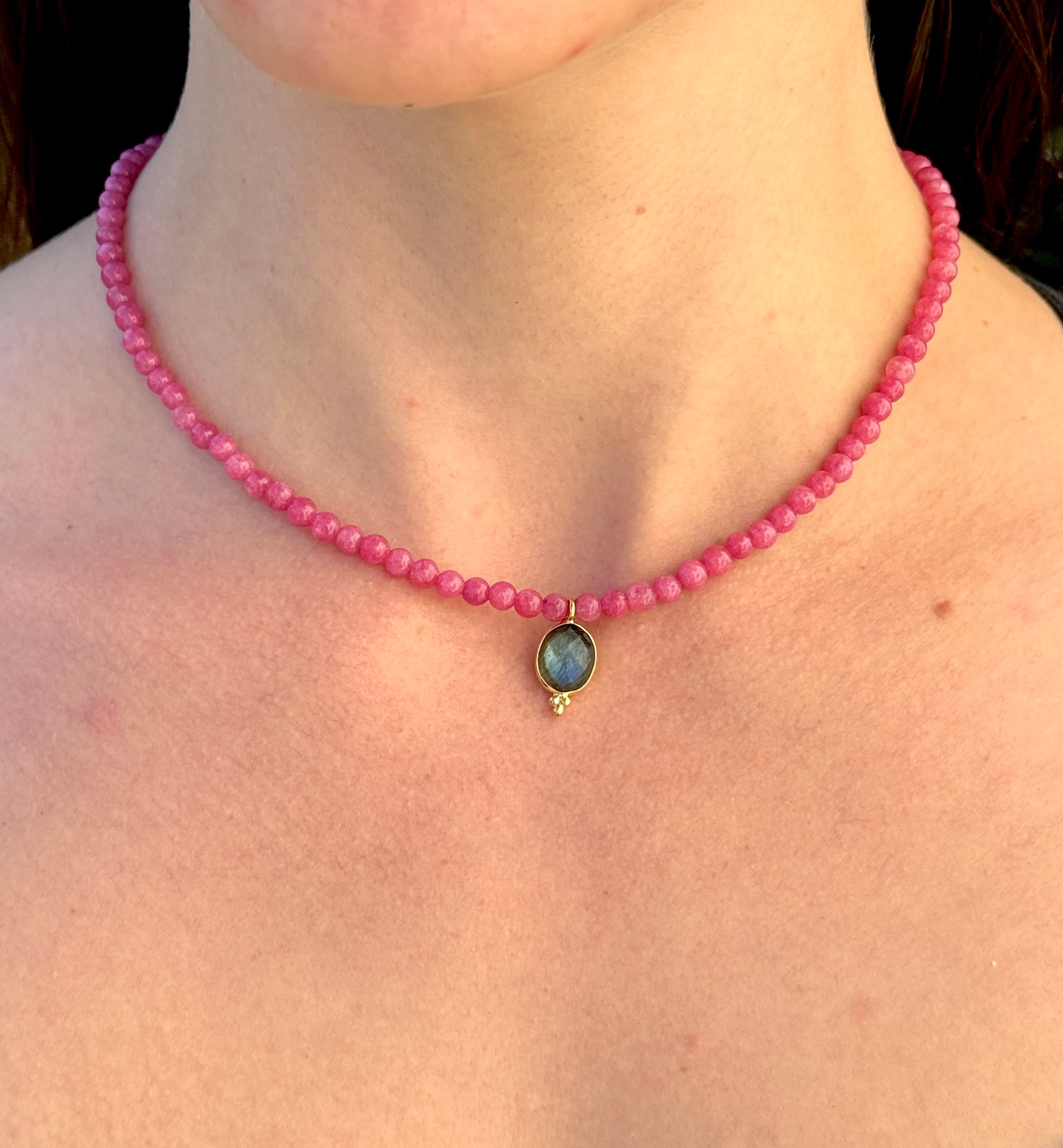 Pink Jade & Gold Labradorite ~ Higher Consciousness & Prosperity