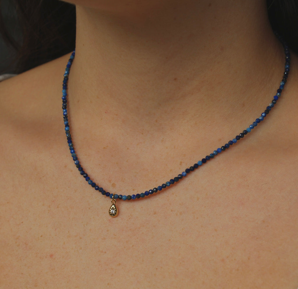 Lapis Lazuli & Teardrop Starburst Pendant ~ Wisdom