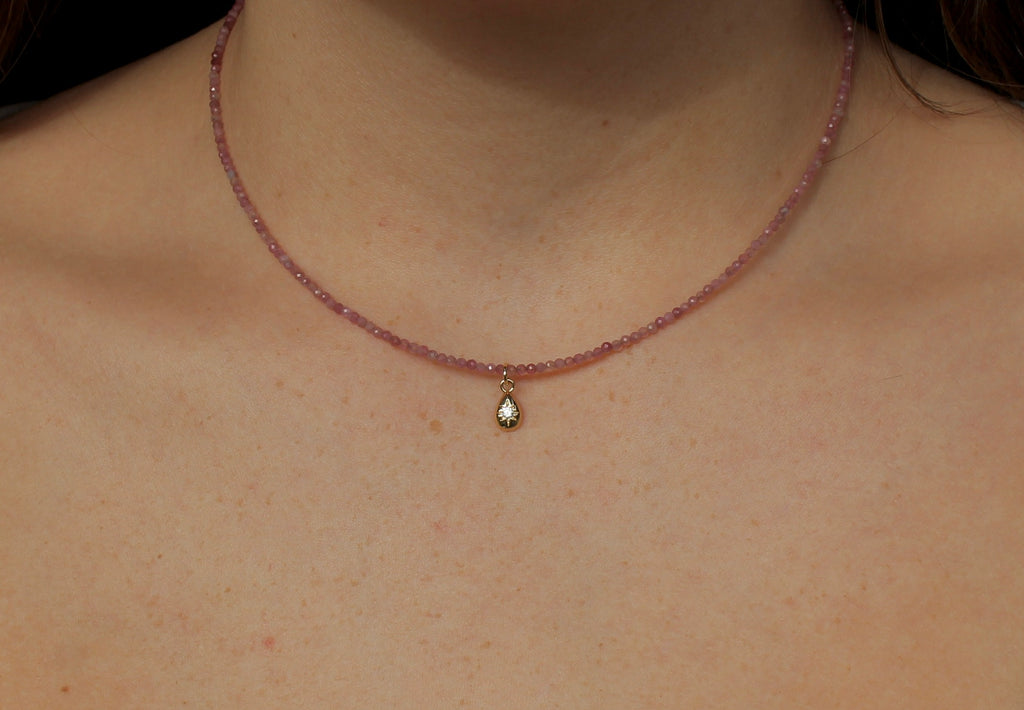 Pink Tourmaline & Starburst Teardrop ~ Self Love