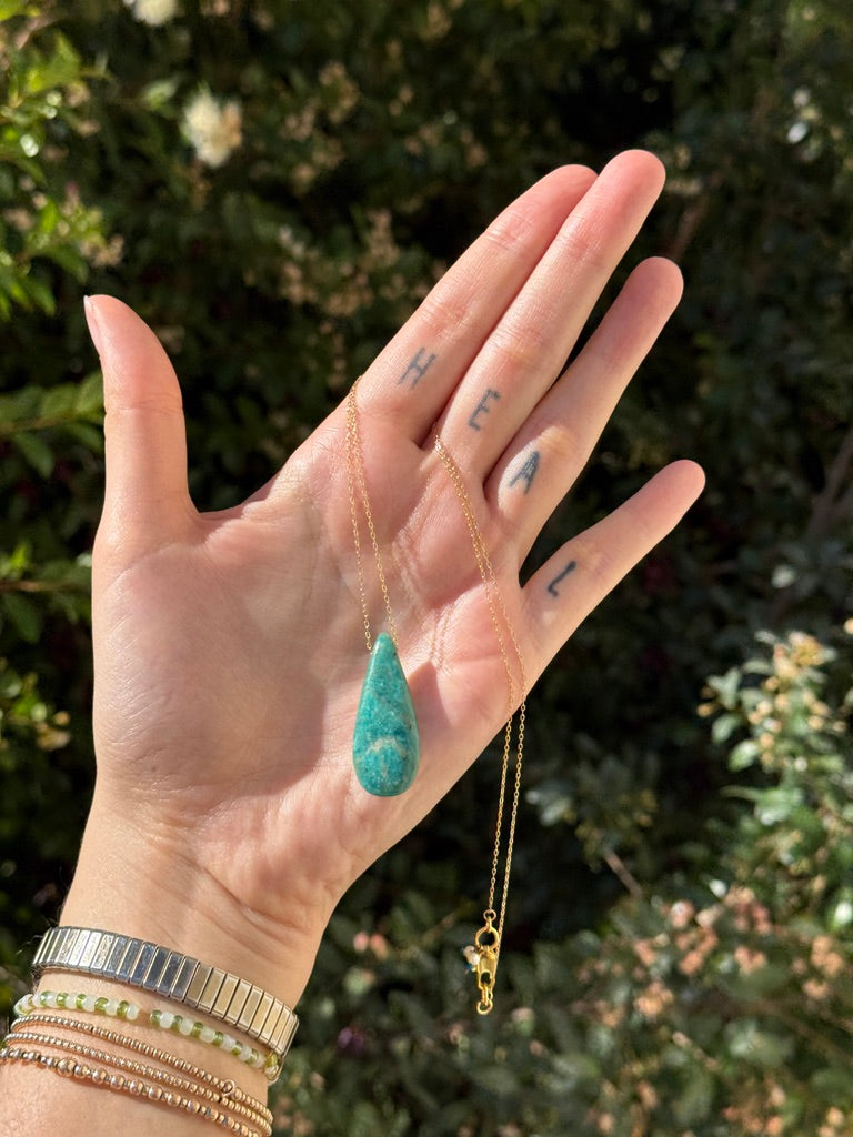 Aventurine Teardrop Necklace ~ Courage