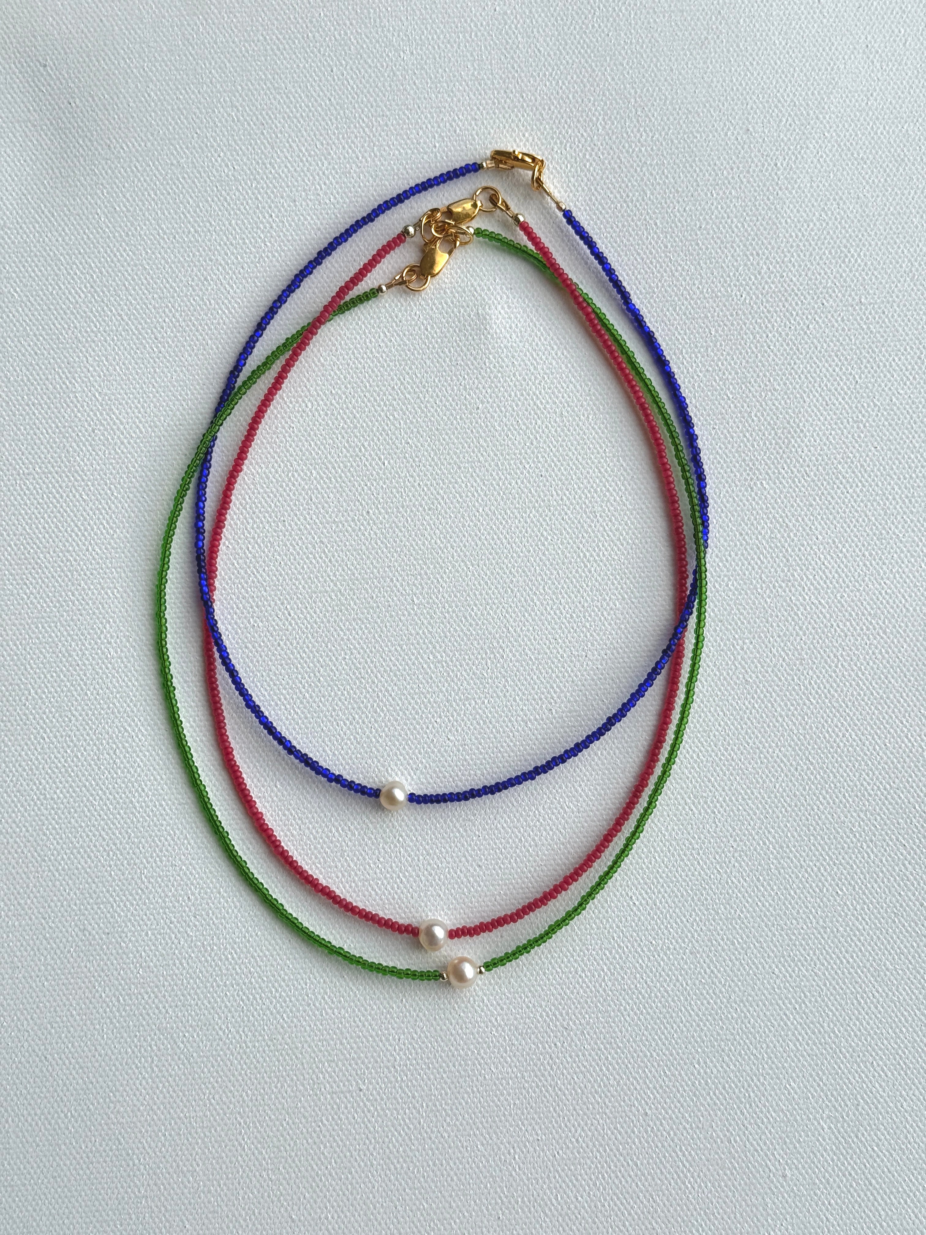 Small Bead & Freshwater Pearl Choker ~ Clarity