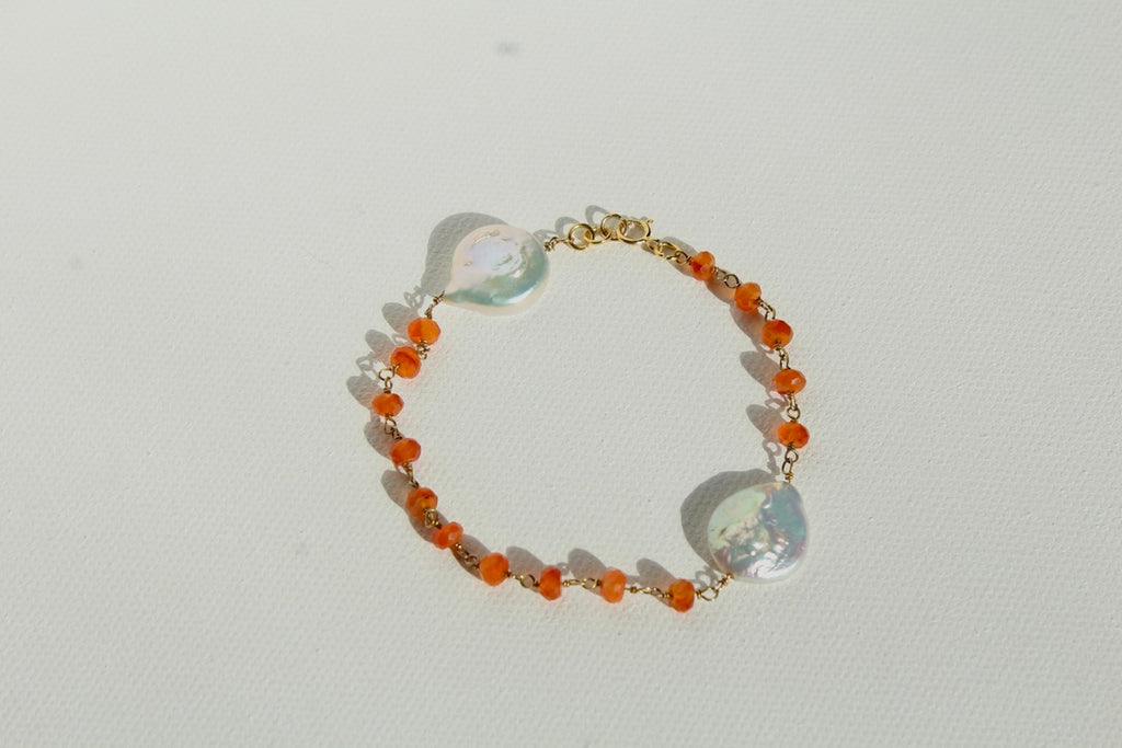 Carnelian & Mother of Pearl Bracelet ~ Stabilizing