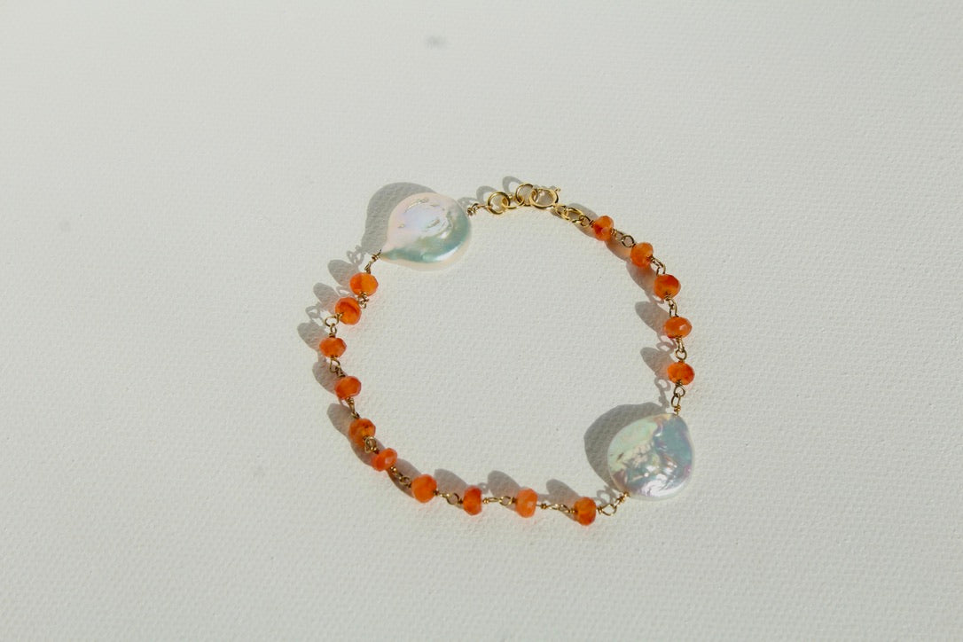 Carnelian & Mother of Pearl Bracelet ~ Stabilizing