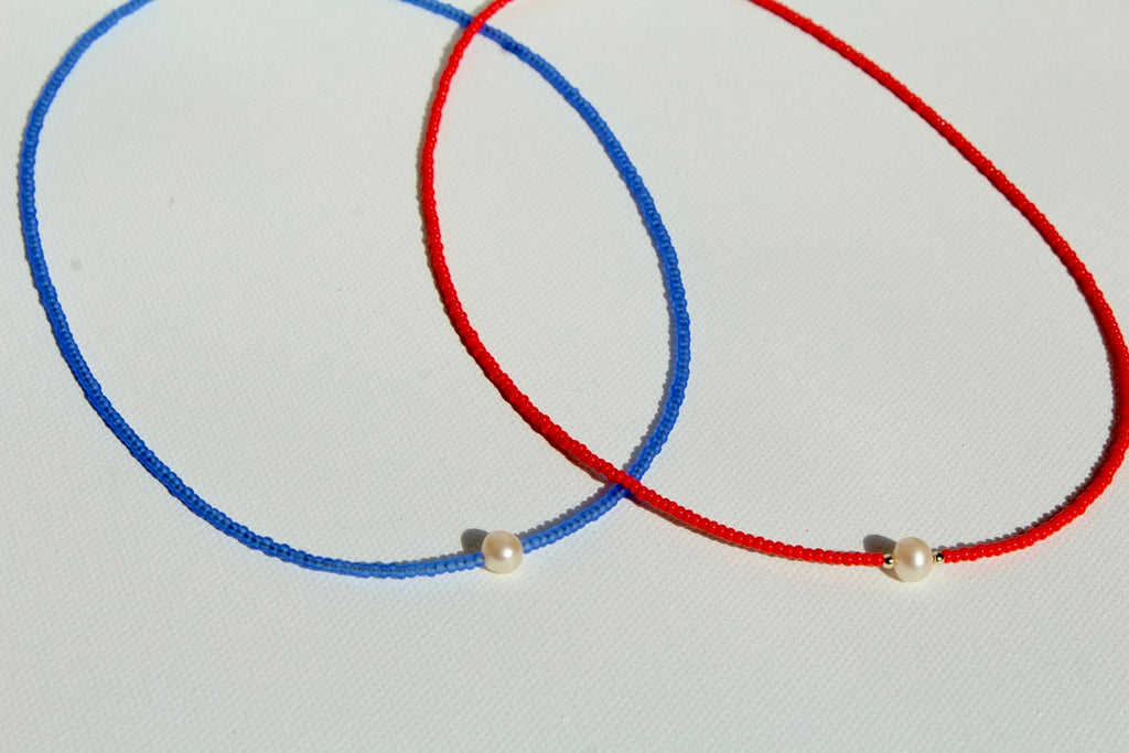 Small Bead & Freshwater Pearl Choker ~ Clarity