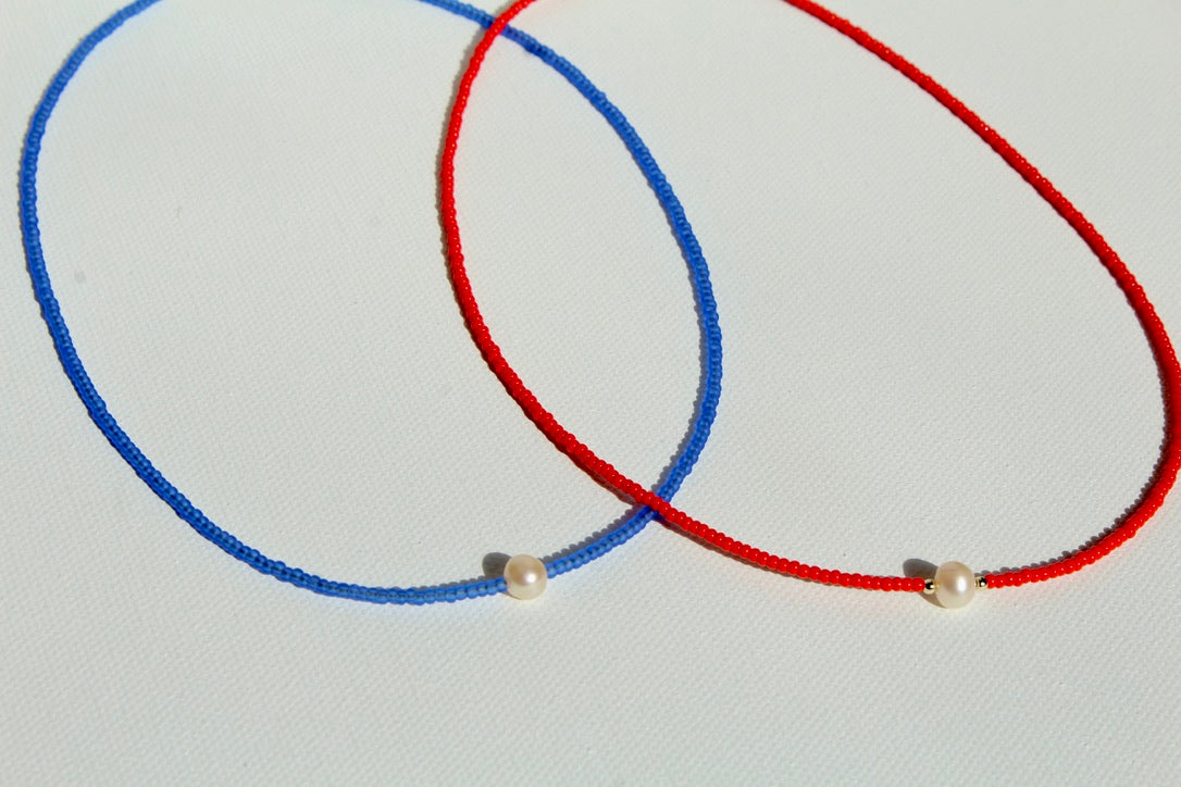 Small Bead & Freshwater Pearl Choker ~ Clarity