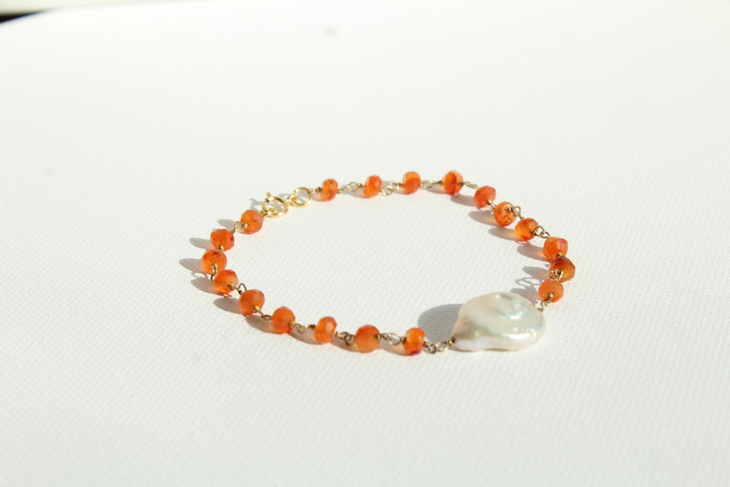 Carnelian & Mother of Pearl Bracelet ~ Stabilizing