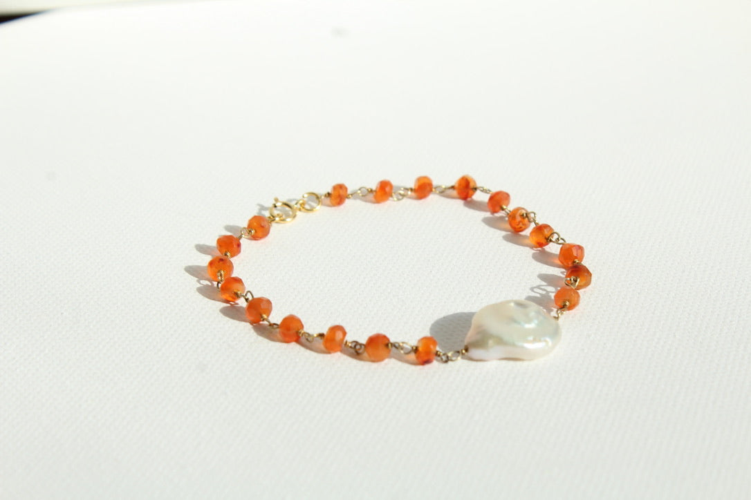 Carnelian & Mother of Pearl Bracelet ~ Stabilizing