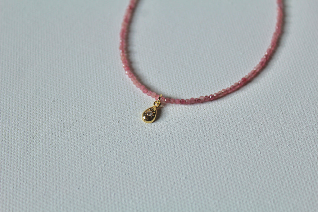 Pink Tourmaline & Starburst Teardrop ~ Self Love