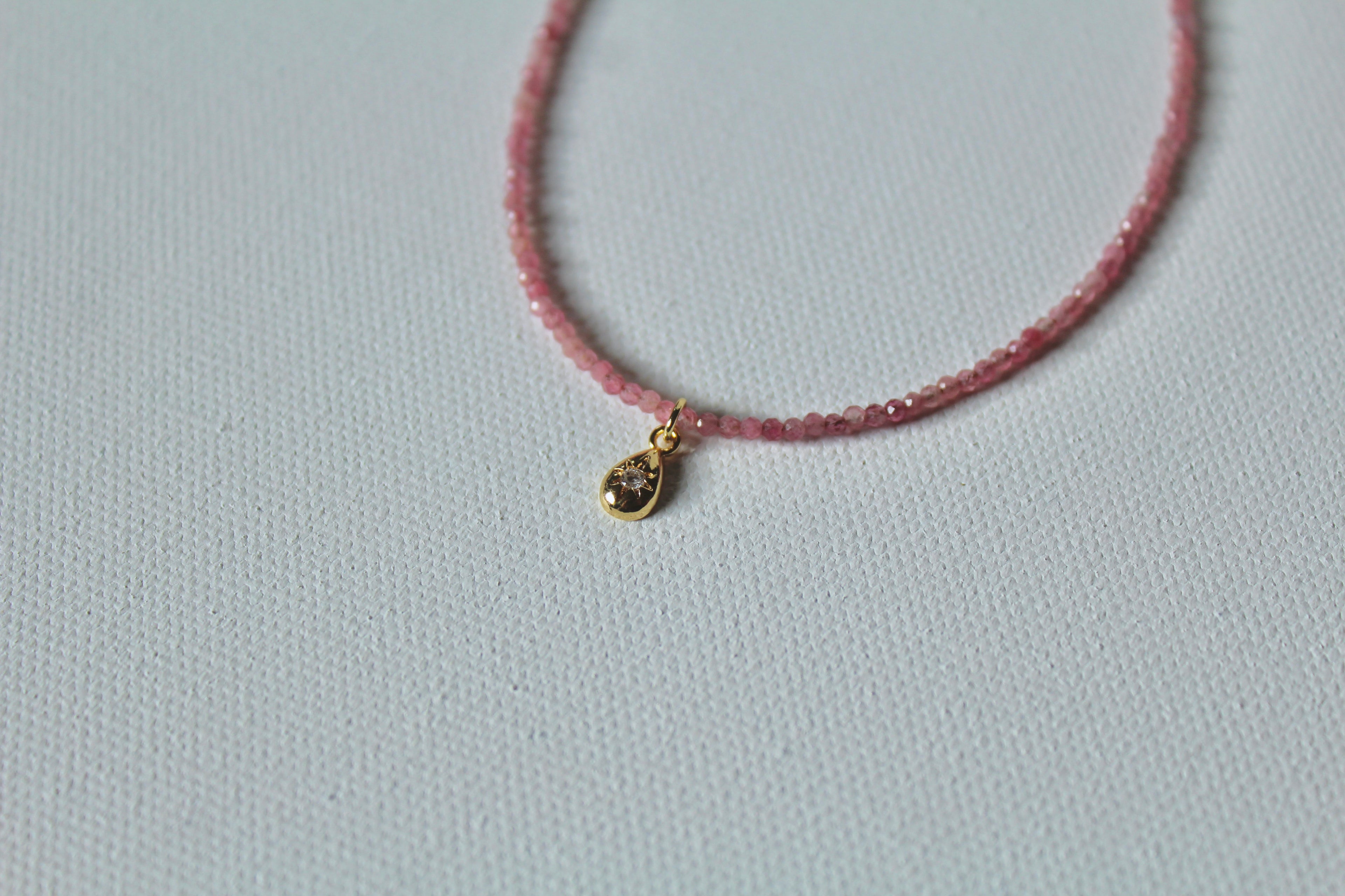 Pink Tourmaline & Starburst Teardrop ~ Self Love