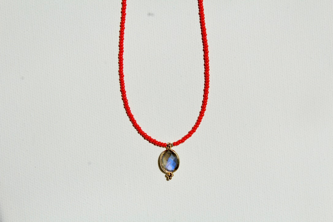 Beaded Labradorite Pendant Choker ~ Higher Consciousness & Passion