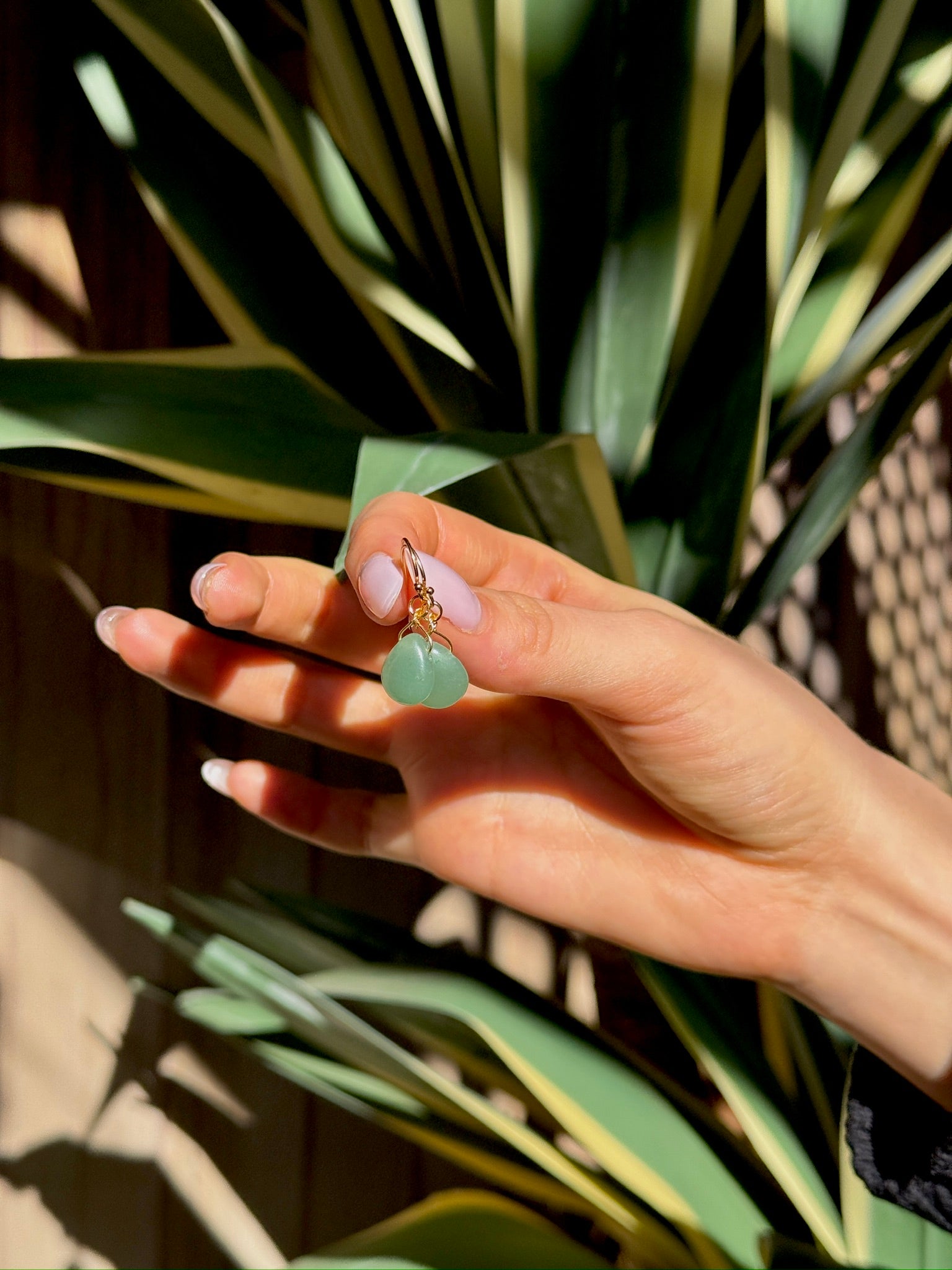 Green Aventurine Teardrop Earrings ~ Confidence & Luck