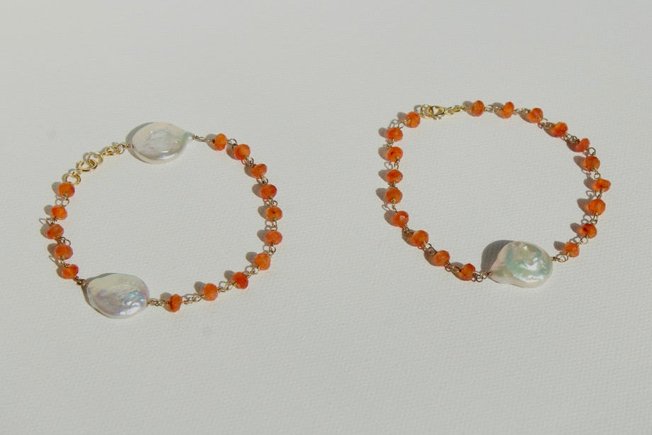 Carnelian & Mother of Pearl Bracelet ~ Stabilizing