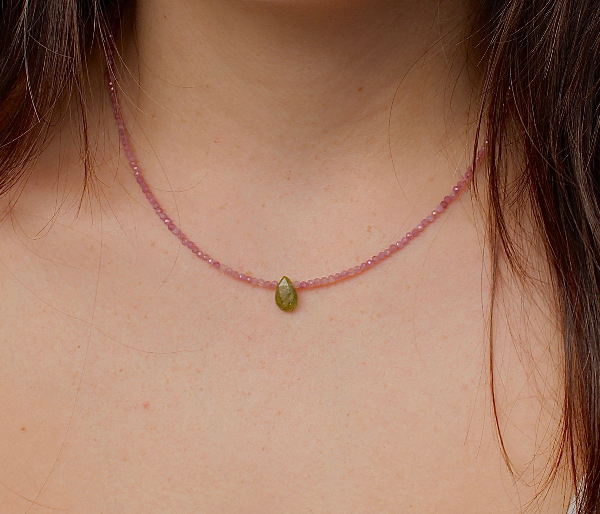 Pink Tourmaline & Green Garnet