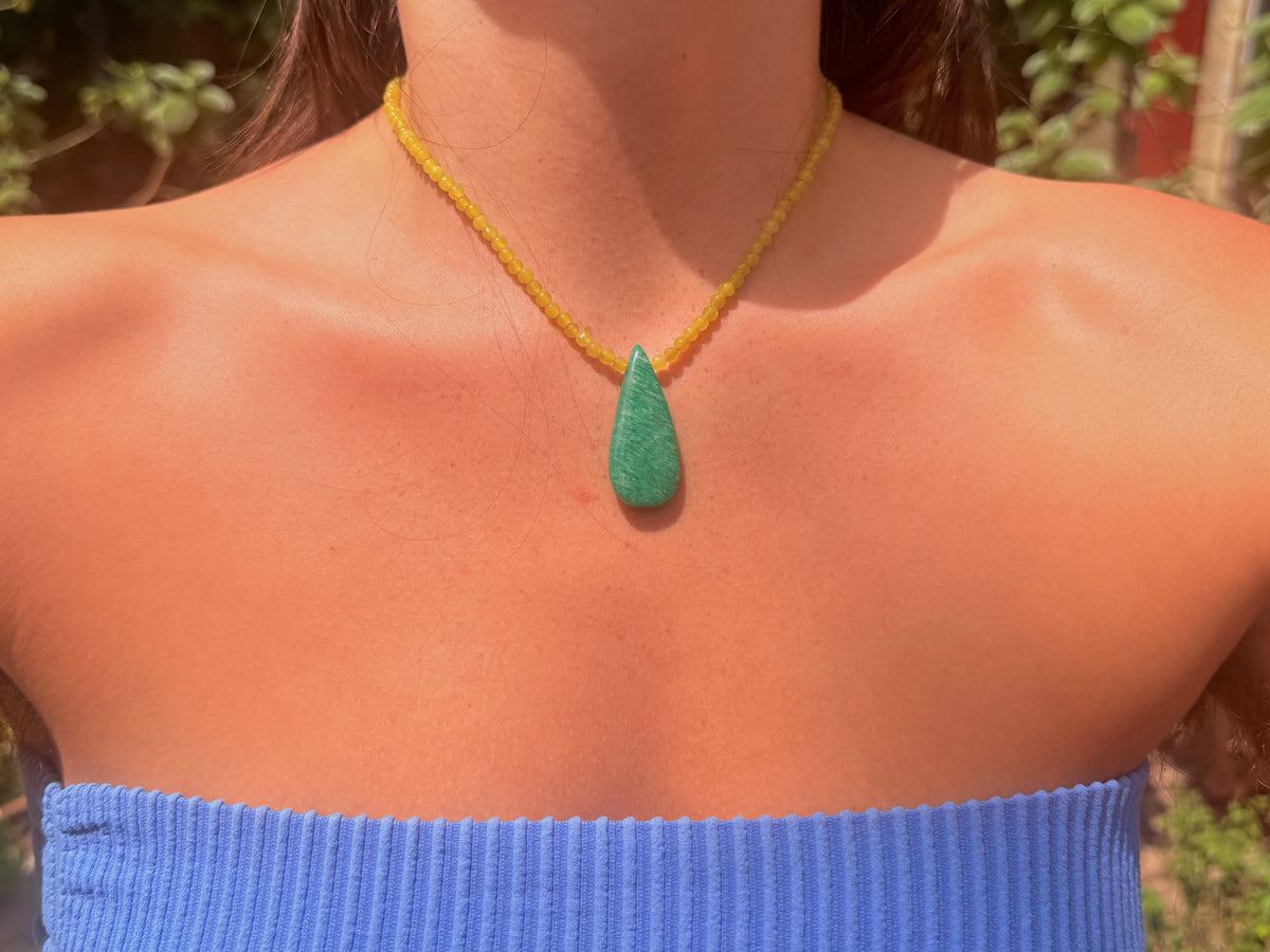Yellow Jade & Amazonite Necklace ~ Ease