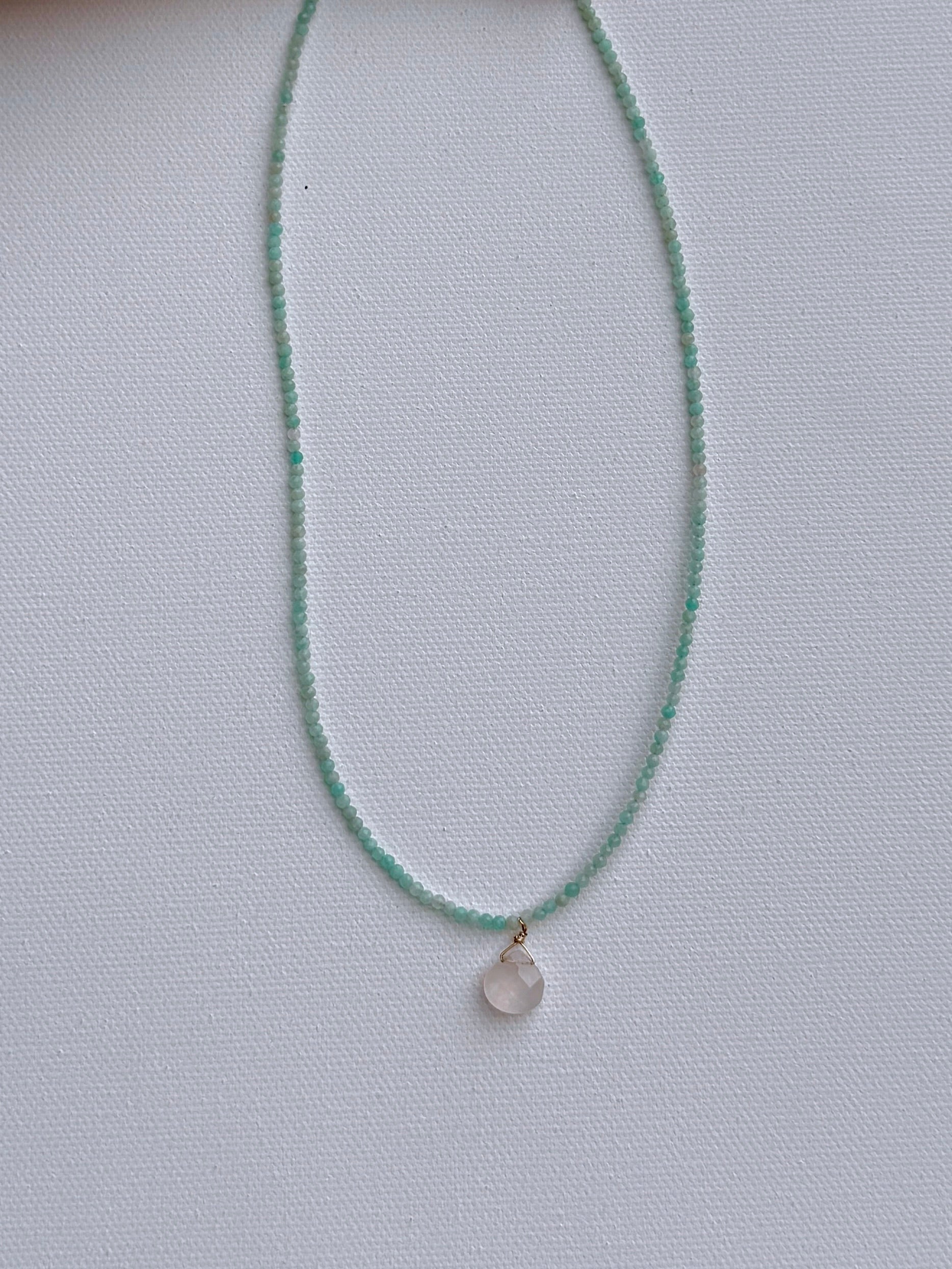 Amazonite & Quartz Teardrop Necklace ~ Healing
